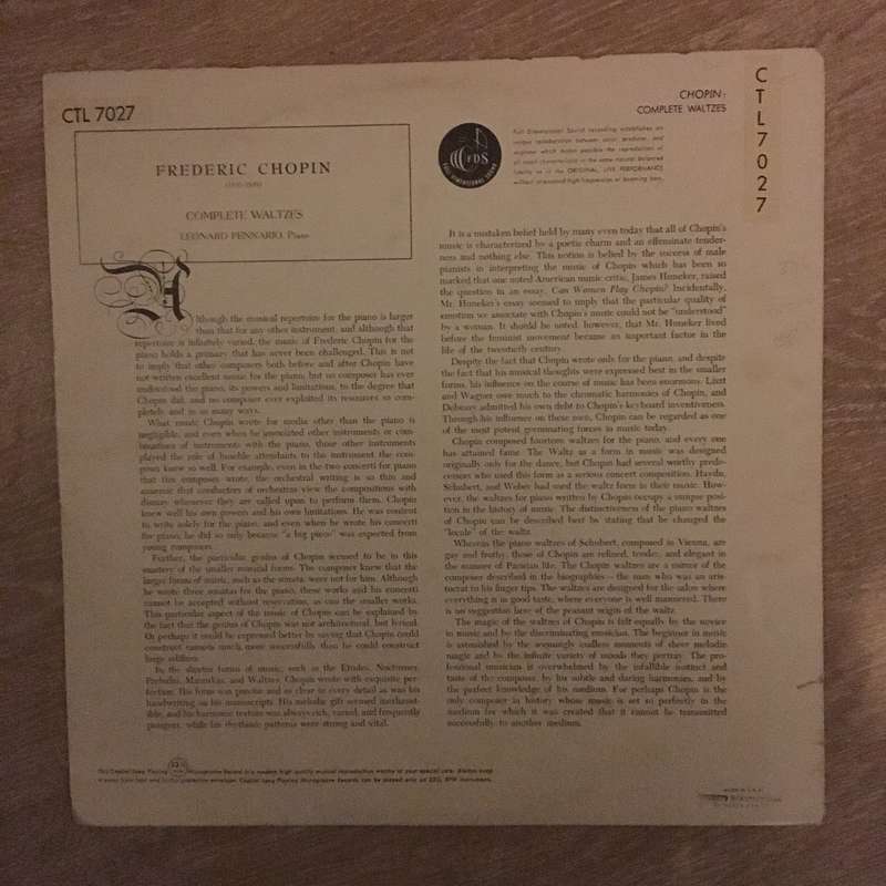 Chopin Waltzes - Vinyl LP Record - Opened  - Good+ Quality (G+)