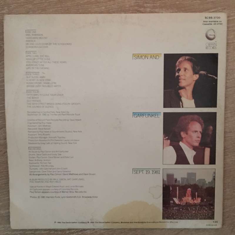 Simon & Garfunkel  The Concert In Central Park - Double Vinyl LP Record  (VG)