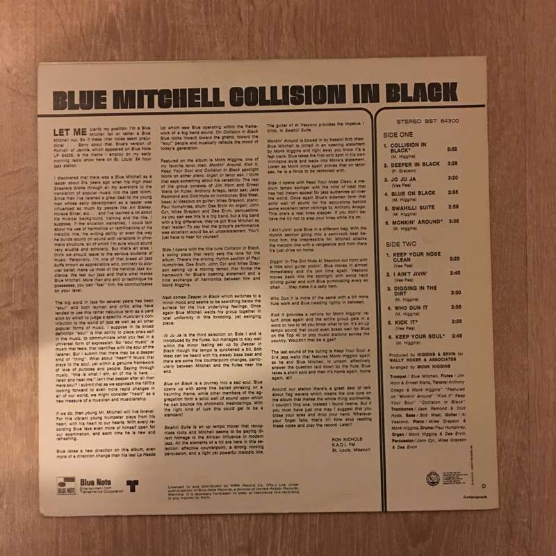 Blue Mitchell - Collission in Black - Vinyl LP Record - Opened  - Very-Good+ Quality (VG+)