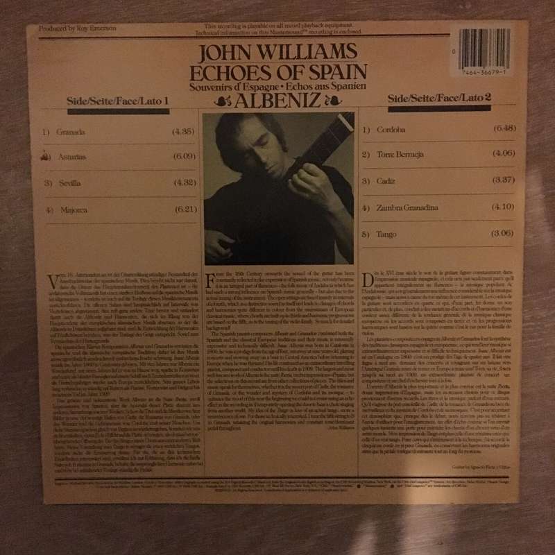 John Williams   Echoes Of Spain - Albeniz - Audiophile Rare Pressing - Vinyl LP Record -...