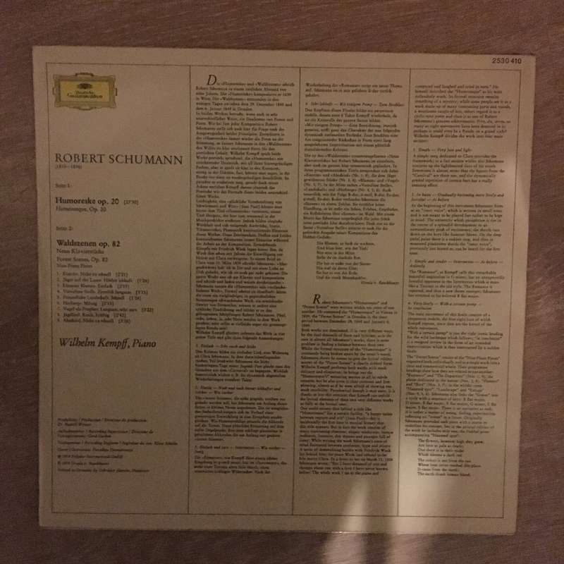 Robert Schumann - Wilhelm Kempff  Humoreske · Waldszenen - Vinyl LP Record - Opened  - Ver...