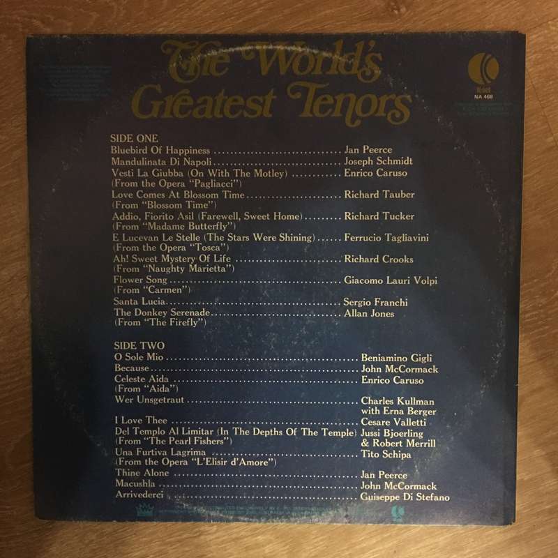 The World's Greatest Tenors - Vinyl LP Record - Opened  - Very-Good+ Quality (VG+)