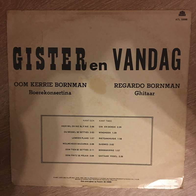 Oom Kerrie en Regardo Bornman - Gister En Vandag - Vinyl LP Record  (G+)