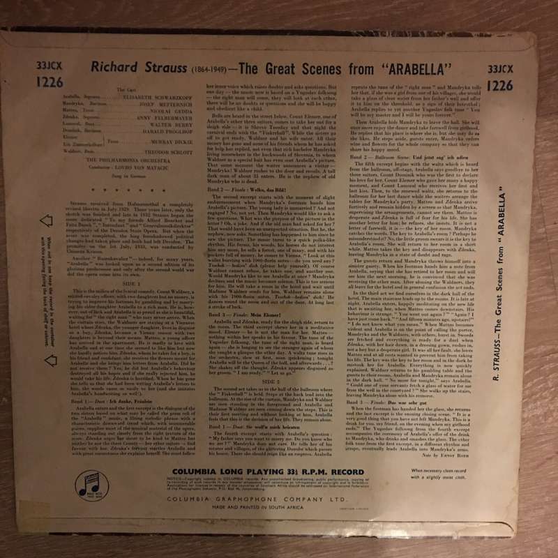 Strauss - Scenes From Arabella - Vinyl LP Record - Opened  - Very-Good Quality (VG)