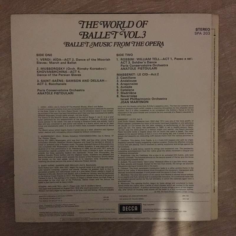 The World Of Ballet - Vol 3 - Vinyl LP Record - Opened  - Very-Good+ Quality (VG+)