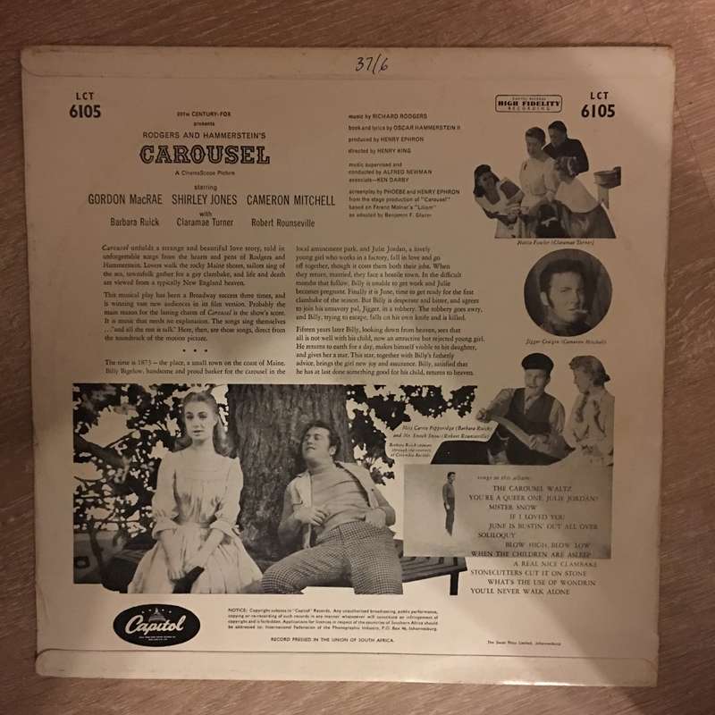 Rodgers & Hammerstein  Carousel - Vinyl LP Record - Opened  - Very-Good+ Quality (VG+)