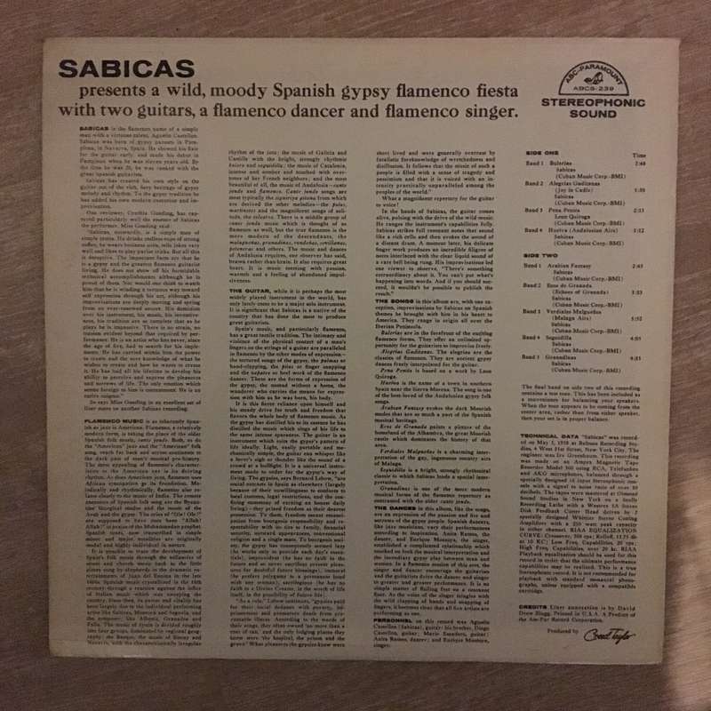 Sabicas  Gypsy Flamenco - Vinyl LP Record - Opened  - Very-Good- Quality (VG-)