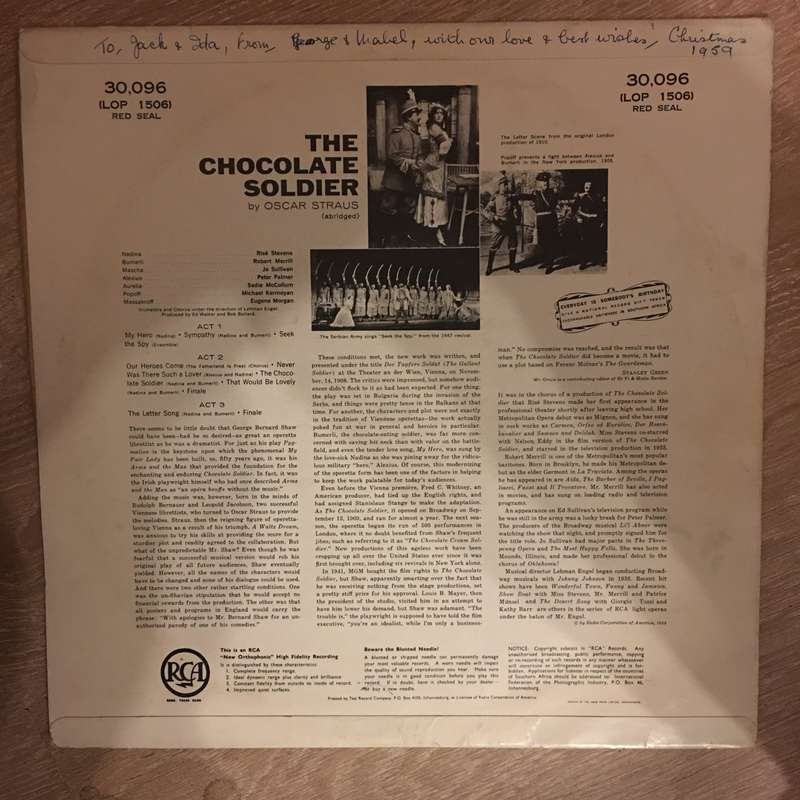 The Chocolate Soldier - Original Cast Recording - Vinyl LP Record - Opened  - Very-Good Quality (VG)