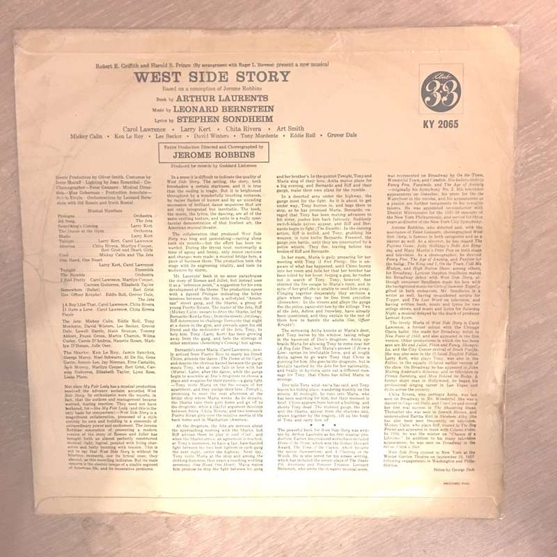 West Side Story - Arthur Laurents, Leonard Bernstein, Stephen Sondheim, Jerome Robbins - Vinyl LP...