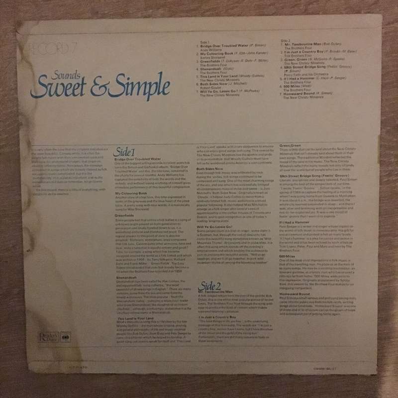 Various - Sounds Sweet and Simple - Vinyl LP Record - Opened  - Very-Good+ Quality (VG+)
