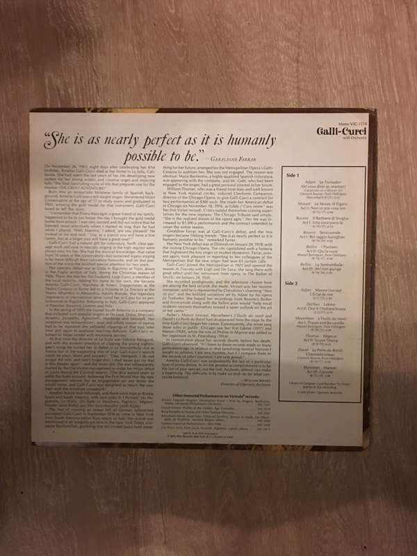 Galli-Curci  Golden-Age Coloratura - Vinyl LP Record - Opened  - Very-Good+ Quality (VG+)