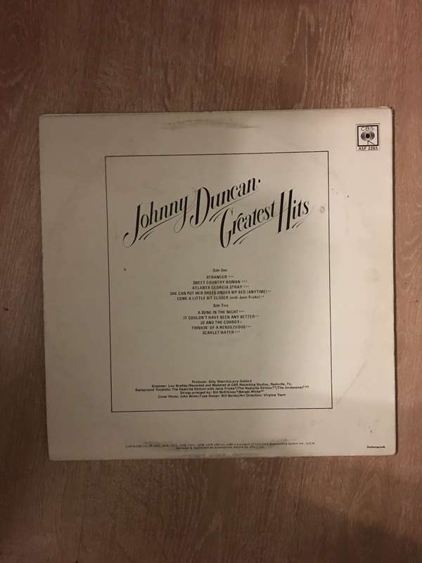Johnny Duncan - Greatest Hits - Vinyl LP Record  - Opened  - Very-Good+ Quality (VG+) Vinyl