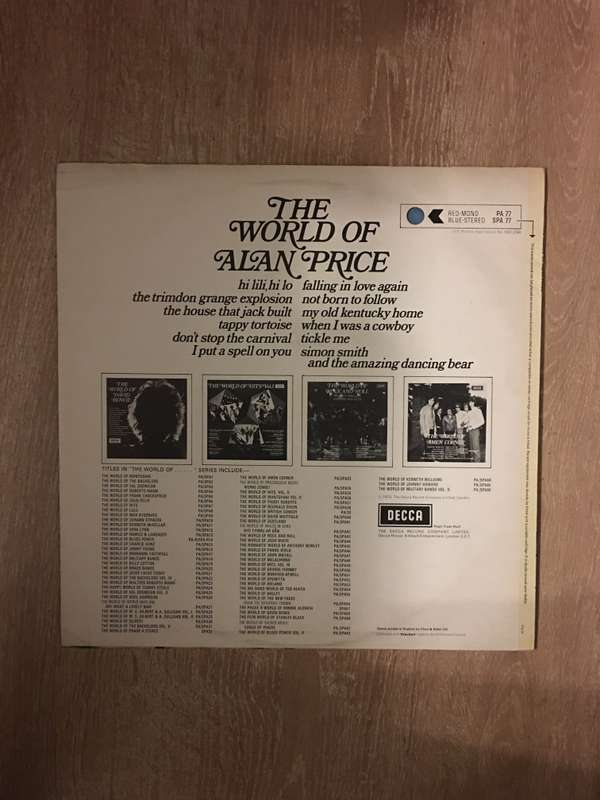 The World Of Alan Price - Vinyl LP Record  - Opened  - Very-Good+ Quality (VG+) Vinyl