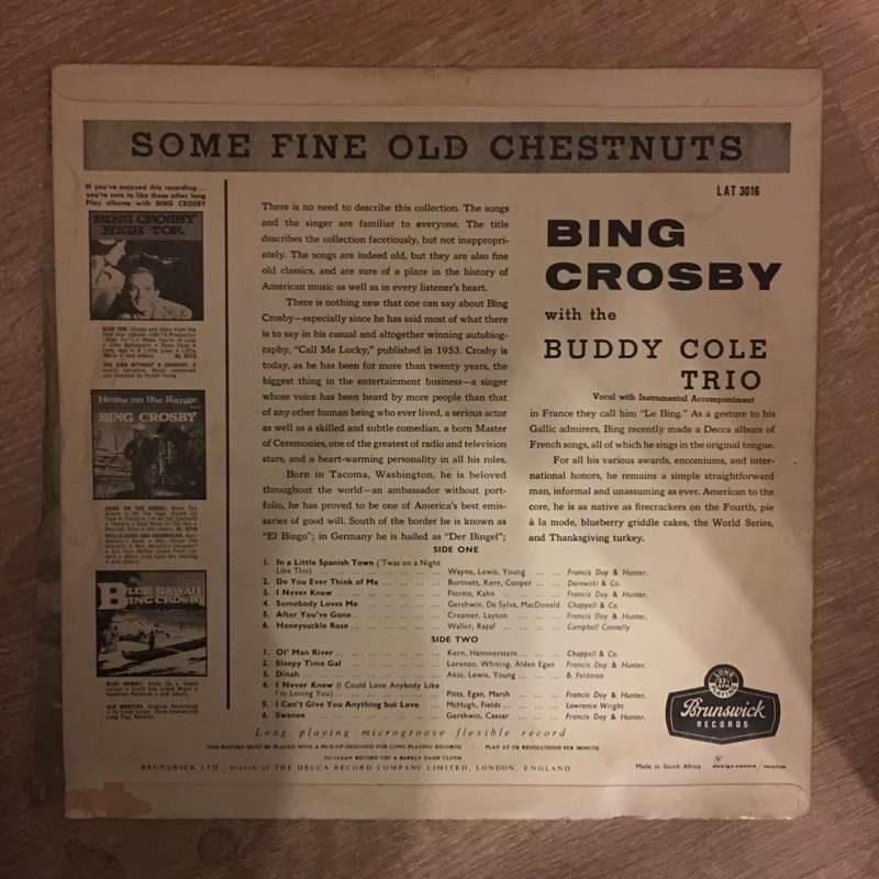Bing Crosby With The Buddy Cole Trio  Some Fine Old Chestnuts - Vinyl LP Record - Opened  -...