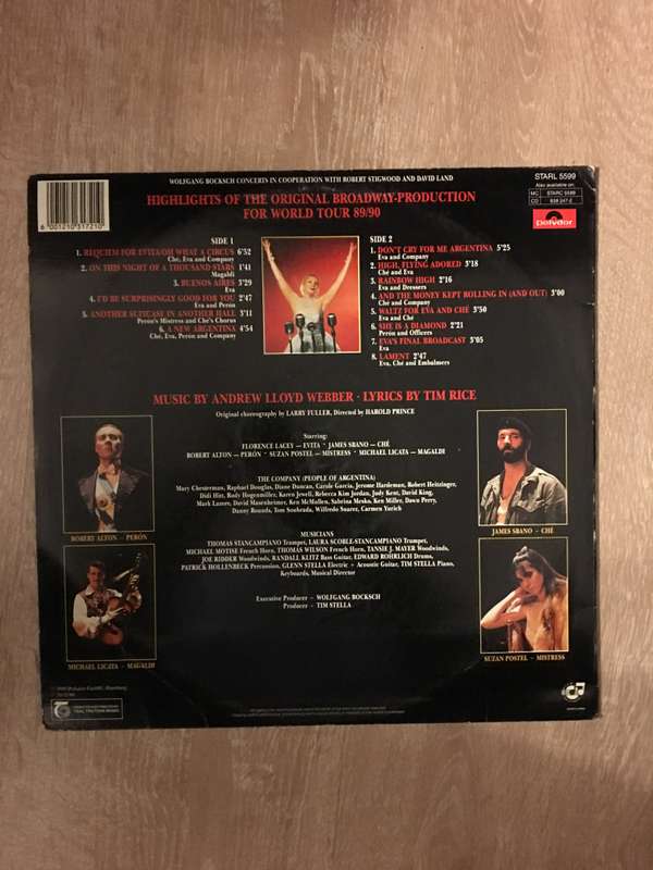 Andrew Lloyd Webber & Tim Rice - Evita - Featuring Florence Lacey as Evita - Vinyl LP Record - Op...