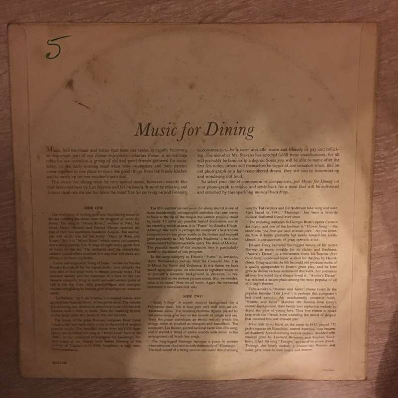 Music For Dining - Mood Music For Relaxation - No 6 -  Vinyl LP Record - Very-Good+ Quality (VG+)
