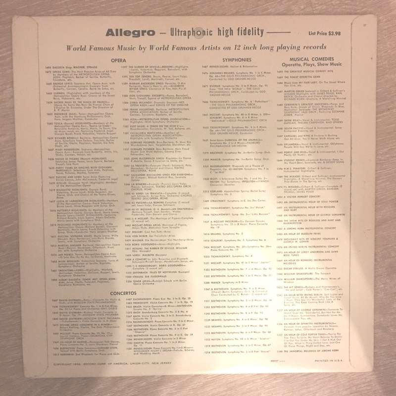 Allegro Sampling 10 Famous Piano Artists - Vinyl LP Record - Opened  - Very-Good Quality (VG)