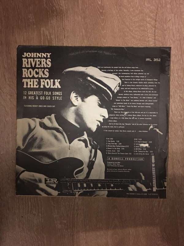Johnny Rivers Rocks The Folk - Vinyl LP Record  - Opened  - Very-Good+ Quality (VG+) Vinyl