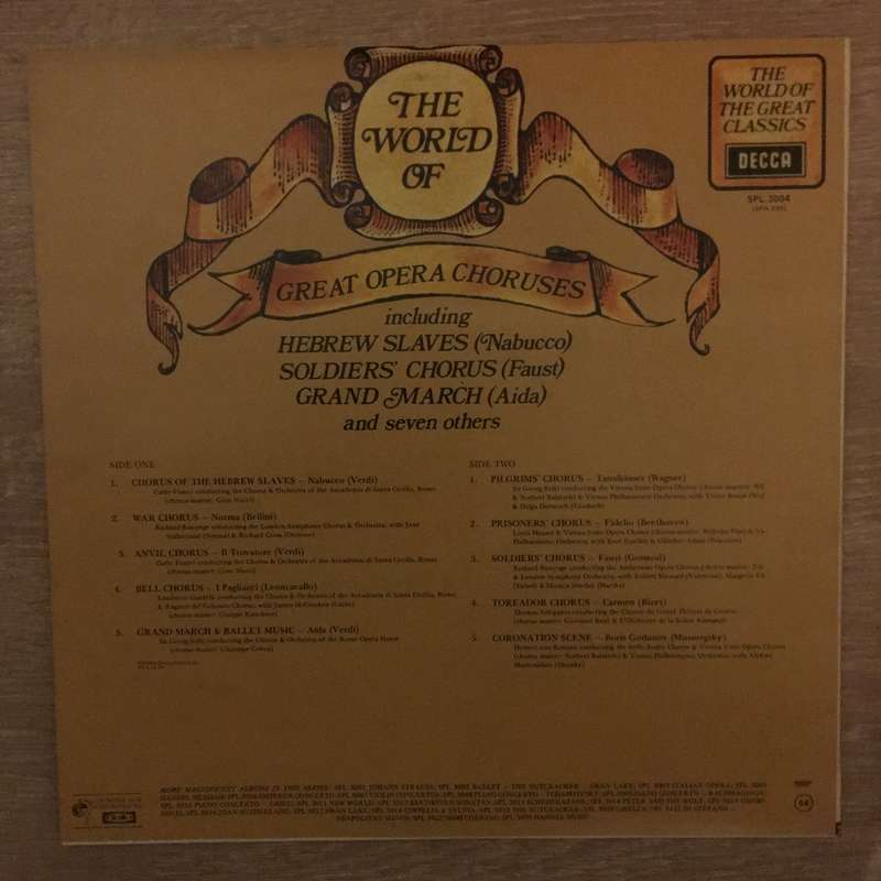 The World Of Great Opera Choruses - Vinyl LP Record - Opened  - Very-Good Quality (VG)