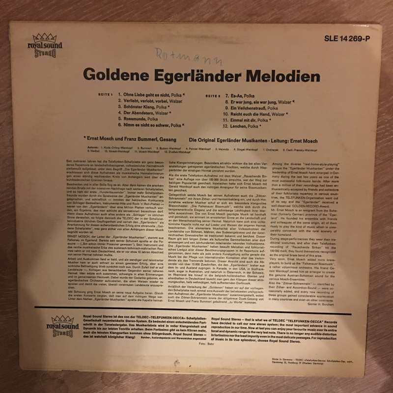 Ernst Mosch Und Seine Original  Musikanten - Goldene Egerländer Modier -  Vinyl LP Record - Open...