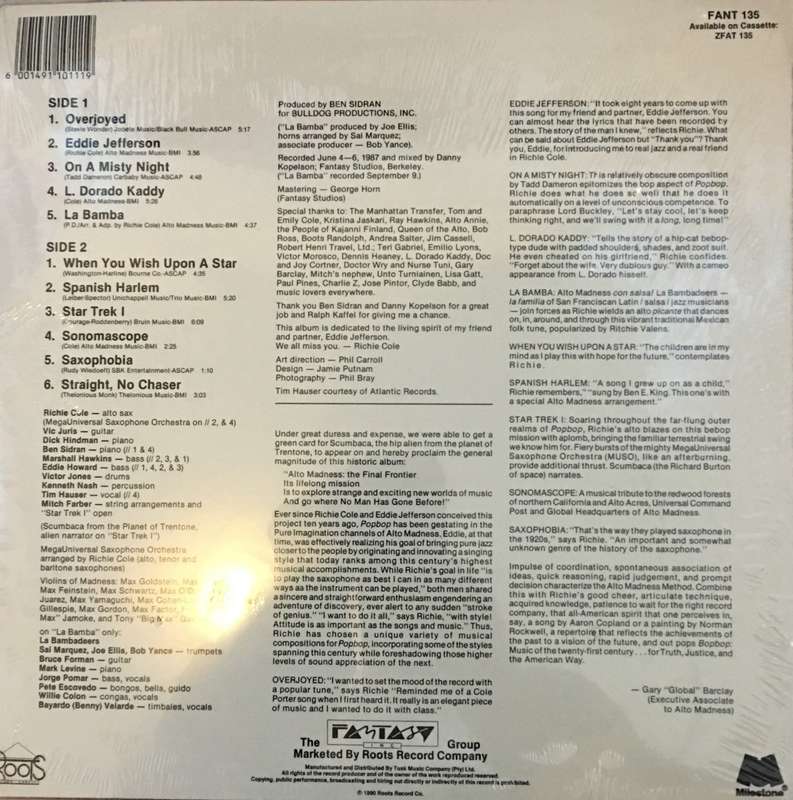 Richie Cole - PopBop -  Vinyl LP Record - Sealed