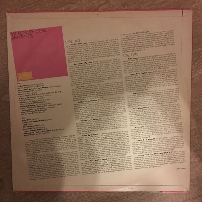 Worldwide Movie and TV Hits -  Vinyl LP Record - Opened  - Very-Good+ Quality (VG+)