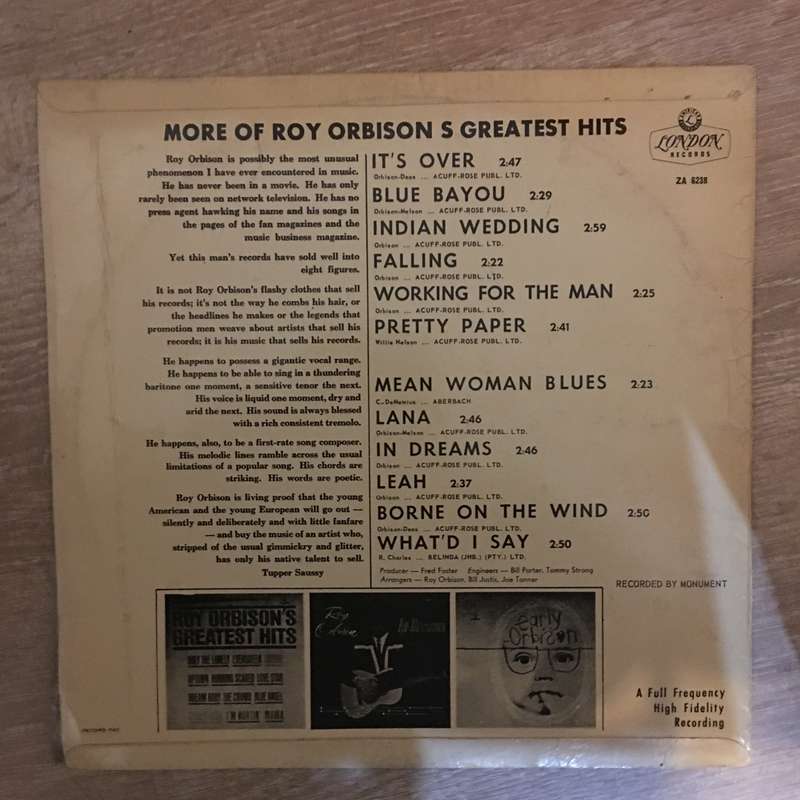 Roy Orbison - More Of Roy Orbison's Greatest Hits - Vinyl LP Record - Opened  - Very-Good+ Qua...