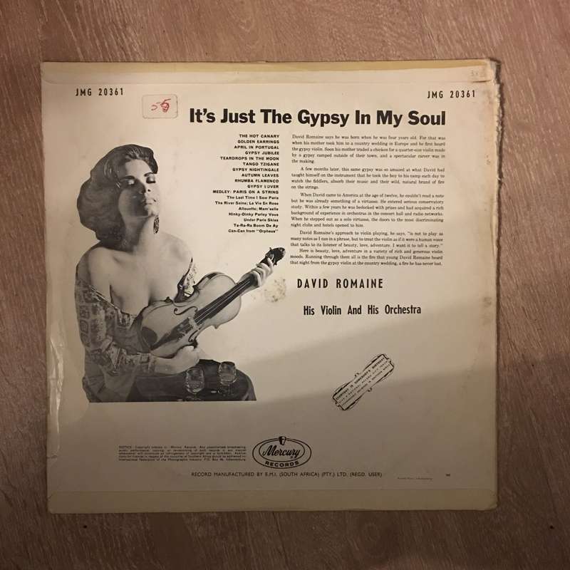 David Romaine - It's Just The Gypsy In My Soul - Vinyl LP Record - Opened  - Very-Good Quality (VG)