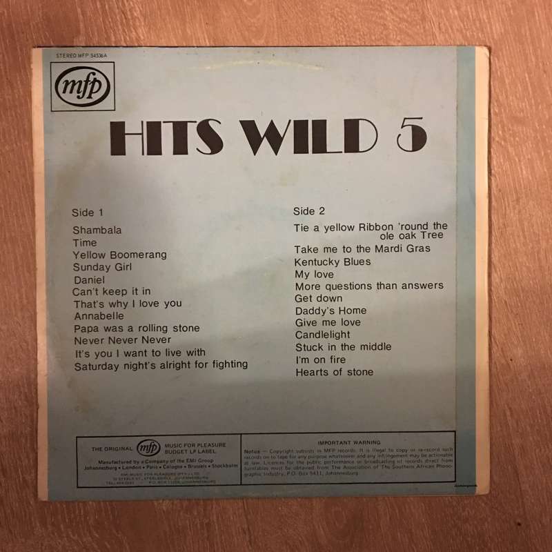 Hits Wild 5 - Vinyl LP Record  - Opened  - Very-Good+ Quality (VG+)