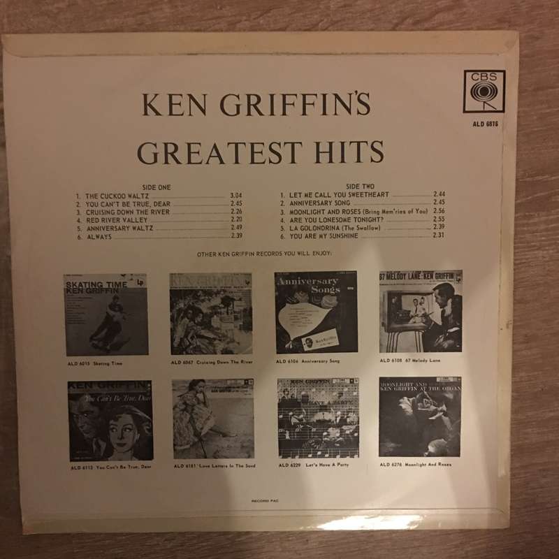 Ken Griffin's Greatest Hits -  Vinyl LP Record - Opened  - Very-Good+ Quality (VG+)