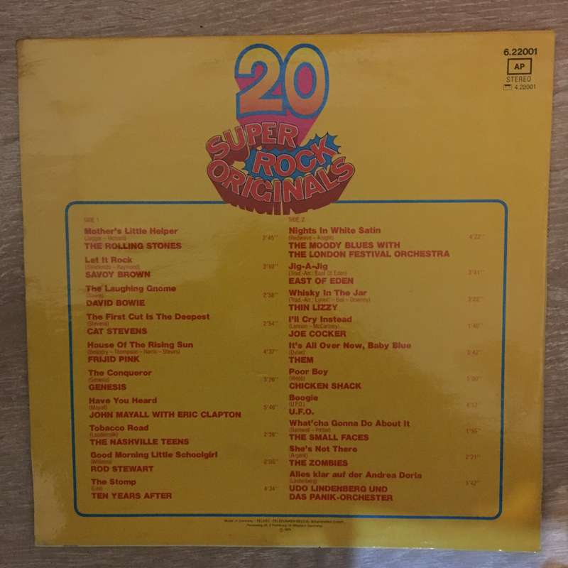 20 Super Rock Originals - Vinyl LP Record - Opened  - Very-Good+ Quality (VG+)