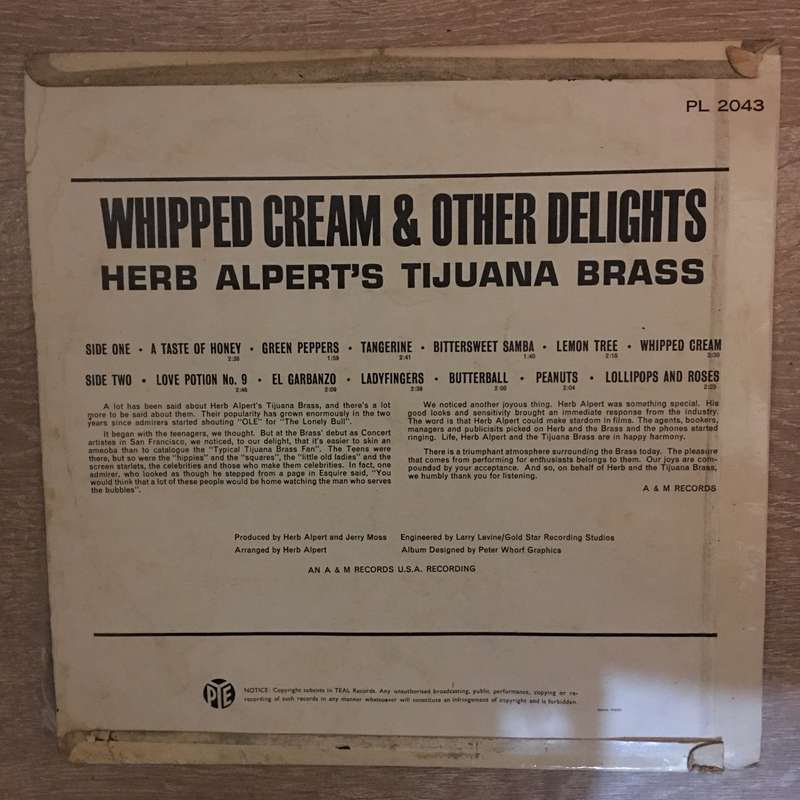 Herb Alpert & Tijuana Brass - Whipped Cream and Other Delights - Vinyl LP Record - Opened  - Very...