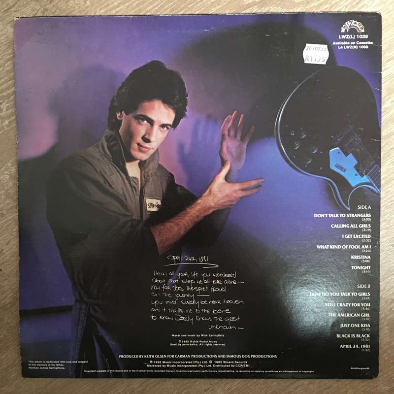 Rick Springfield - Success Hasn't Spoiled Me Yet - Vinyl LP Record - Opened  - Very-Good+ Quality...