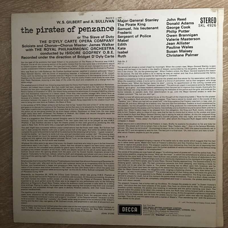 The Pirates of Penzance (Record 2) - Vinyl LP Record - Opened  - Very-Good+ Quality (VG+)