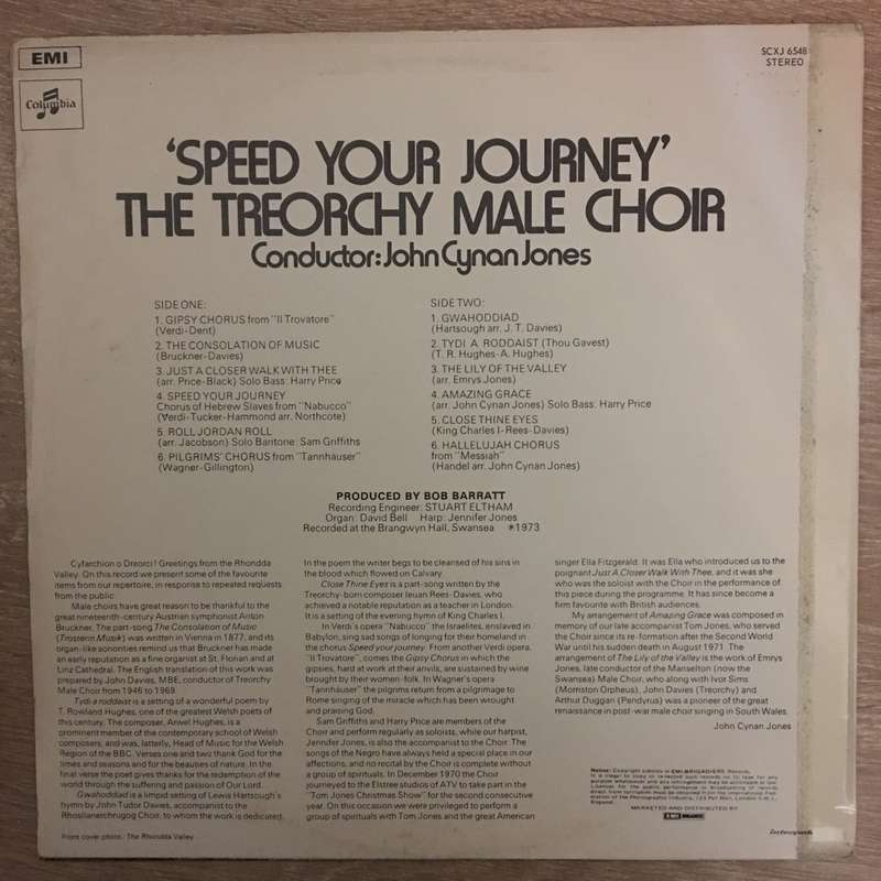 The Treorchy Male Choir - Speed Your Journey - Vinyl LP Record - Opened  - Very-Good Quality (VG)