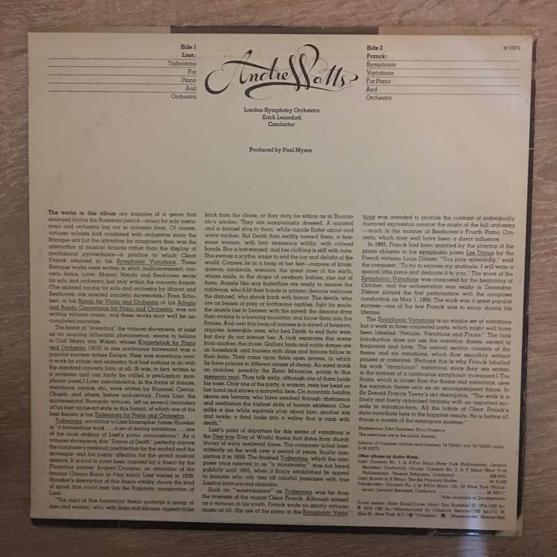Andre Watts - Erich Leinsdorf, London Symphony Orchestra - Vinyl LP Record - Opened  - Very-Good+...