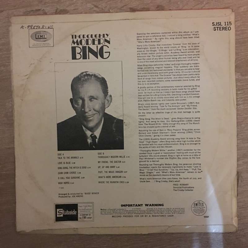 Bing Crosby - Thoroughly Modern Bing - Vinyl LP Record - Opened  - Very-Good- Quality (VG-)