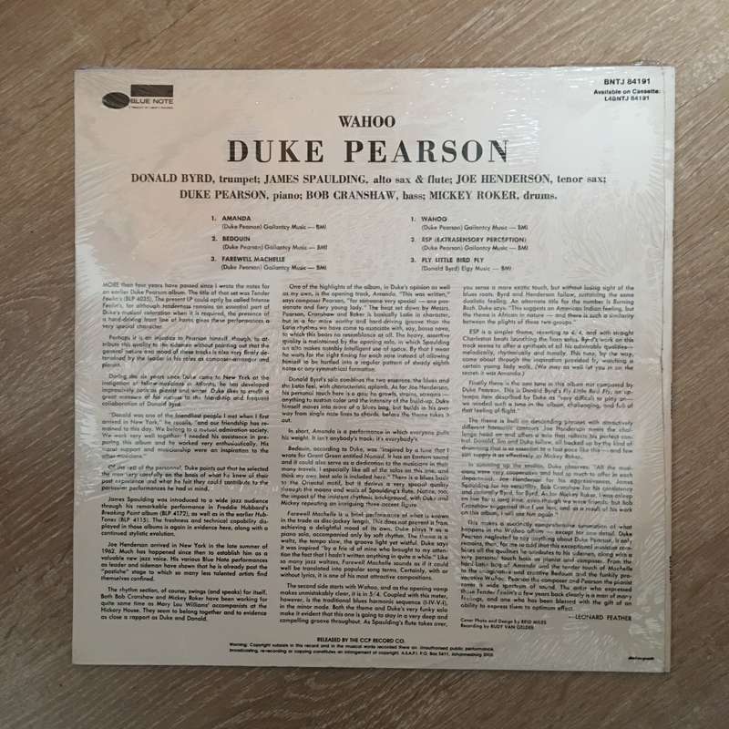 Duke Pearson - Wahoo -  Vinyl LP Record - New Sealed