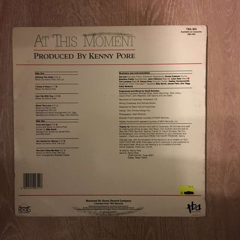 Kenny Pore - At This Moment - Vinyl LP Record  - Opened  - Very-Good+ Quality (VG+) Vinyl
