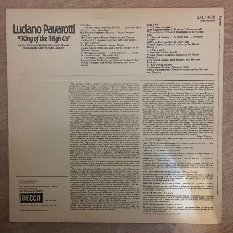 Luciano Pavarotti  King Of The High C's - Vinyl LP Record - Opened  - Very-Good+ Quality (VG+)