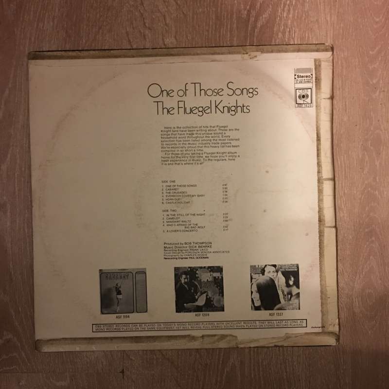 The Fluegel Knights - One Of Those Songs - Vinyl LP Record - Opened  - Very-Good- Quality (VG-)