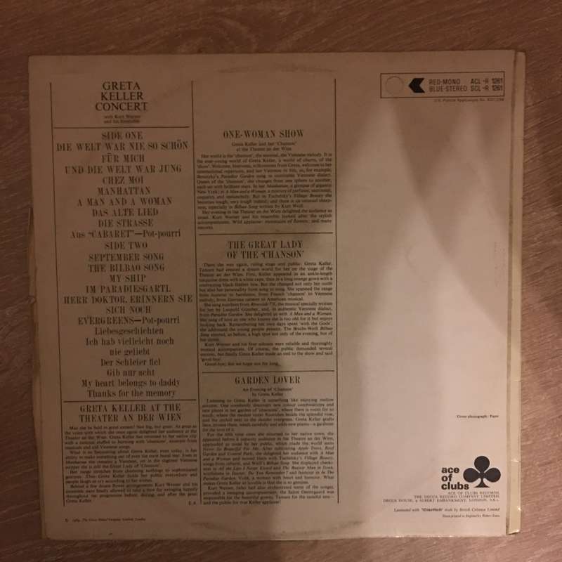 Greta Keller  Greta Keller Concert with Kurt Werner - Vinyl LP Record - Opened  - Very-Good...