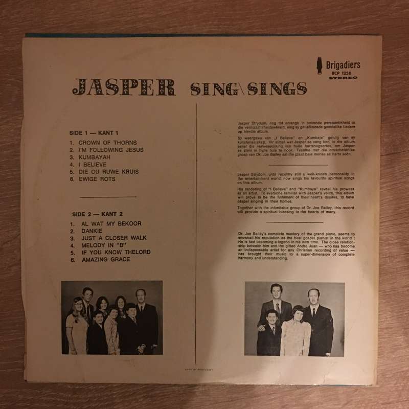 Jasper Sing/Sings - Vinyl  Record - Opened  - Very-Good+ Quality (VG+)