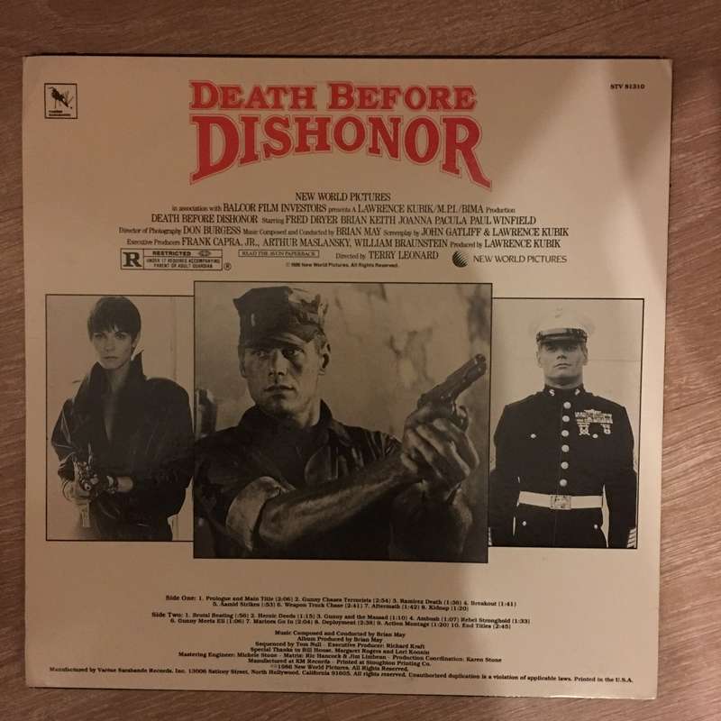 Brian May  Death Before Dishonor (Original Motion Picture Soundtrack)- Vinyl  Record - Opened ...