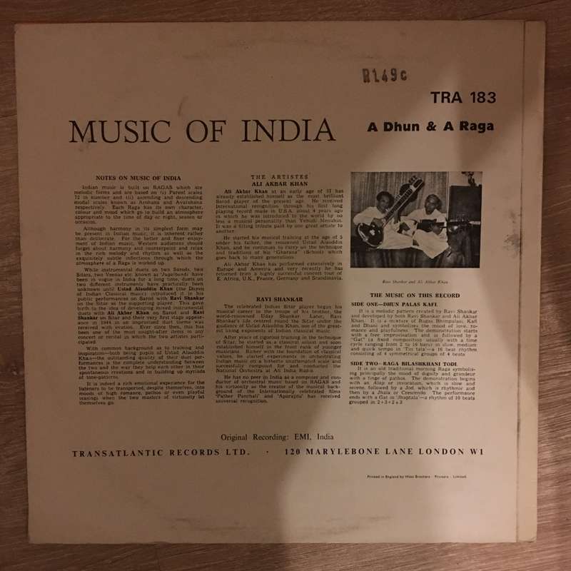 Ravi Shankar, Ali Akbar Khan With Kanai Dutt And NC Kumar And Ashish Kumar  Music Of India:...