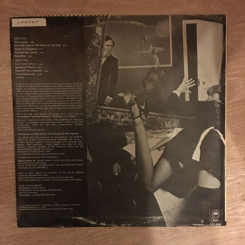 Café Jacques  Round The Back - Vinyl  Record - Opened  - Very-Good+ Quality (VG+)
