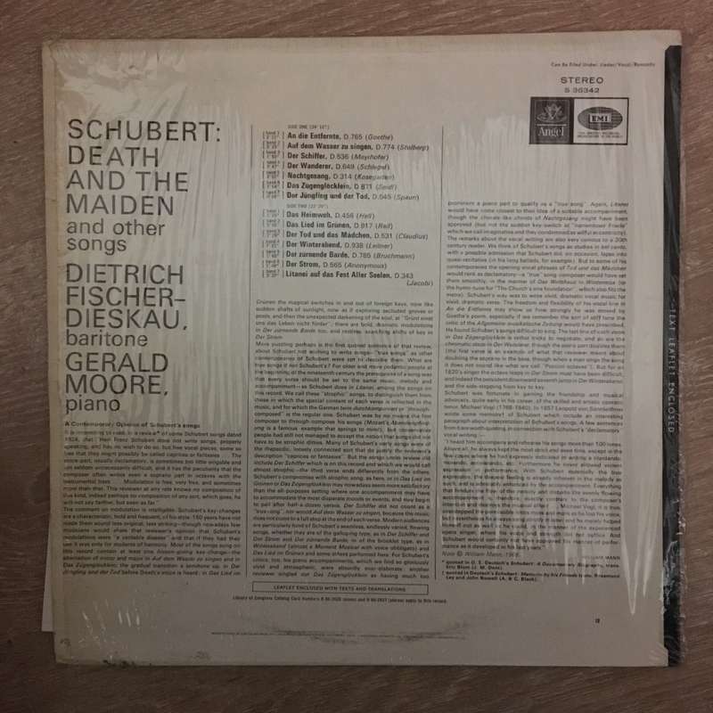 Franz Schubert - Dietrich Fischer-Dieskau  Death And The Maiden & Other Songs - Vinyl LP - ...