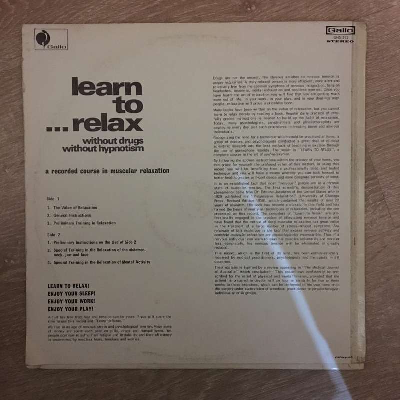 Learn to Relax Without Drugs or Hypnotism - Vinyl LP Record (VG+)