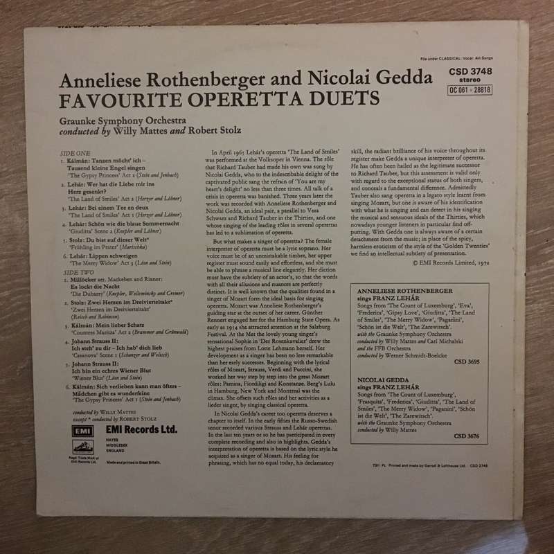 Nicolai Gedda, Anneliese Rothenberger, Symphonie-Orchester Graunke, Willy Mattes, Robert Stolz ...