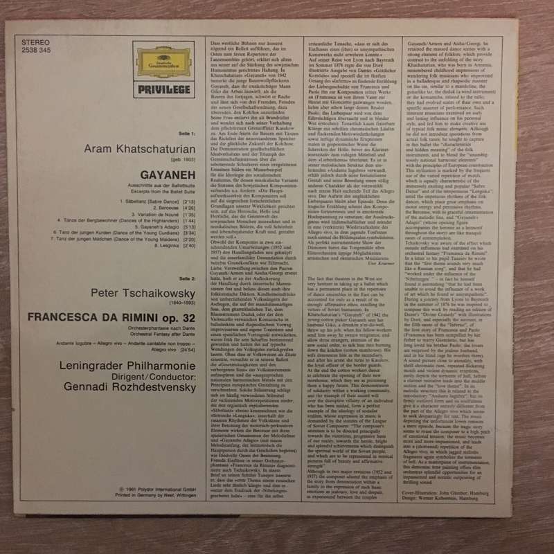Khatschaturian/ Tschaikowsky - Leningrader Philharmonie · Gennadi Rozhdestvensky  Gayaneh ...